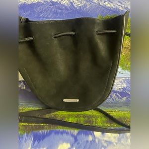 Rebecca Minkoff suede crossbody purse, black.